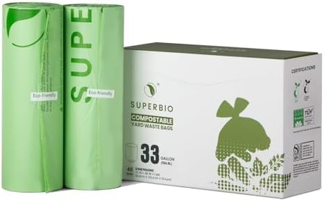 SUPERBIO 33 Gallon Compostable Yard Waste Bags, 40 Count by SUPERBIOCOMPOSTABLEBAGS