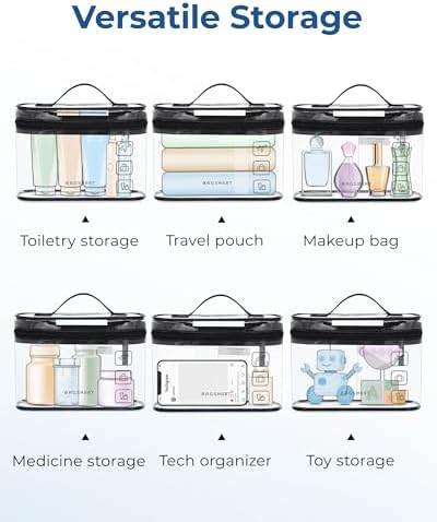 BAGSMART TSA Approved Toiletry Bag, 2 Pack Clear Makeup Cosmetic Bag Organizer, Quart Size Travel Bag for Toiletries, Carry-on Travel Accessories Essentials, Gray-2pcs - Image 5