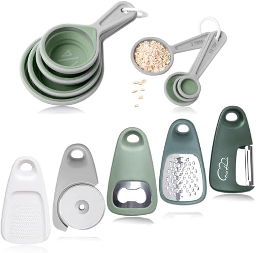 Kitchen Gadgets Set 13 Piece, Space Saving, RV Essentials, Green by EsieHouzie