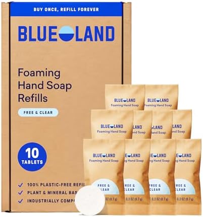 BLUELAND Foaming Hand Soap Refill Tablets, 10-Pack, Fragrance Free by BLUELAND