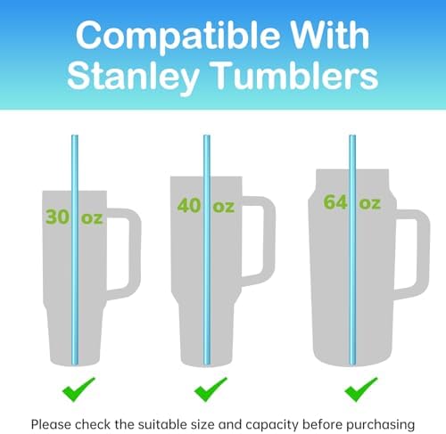 NiHome 12-Pack Plastic Reusable Straws Fit for Stanley 40 30 64 oz Tumbler - Image 3