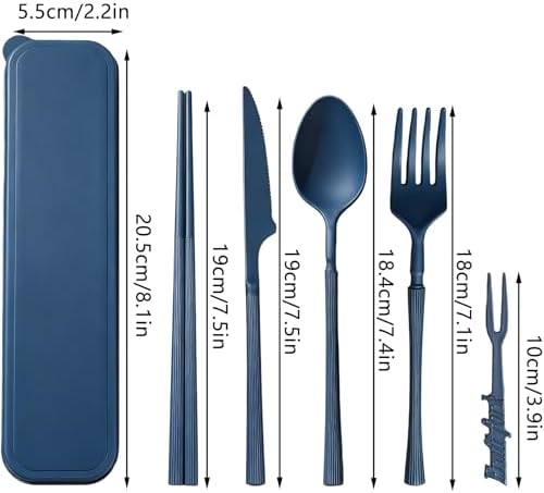 Reusable Travel Utensils with Case, Wheat Straw Fork Spoon Knife Chopsticks - Image 2