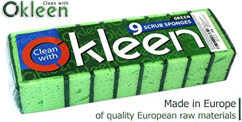 Green Multi Use Scrub Sponge. Made in Europe. 9 Pack, 4.3x2.8x1.4 inches. Odorless Heavy Duty and Non Scratch Fiber. Best, Durable, Delicate, Porous, Non Cellulose Kitchen Sponges and Scrubbers - Image 2