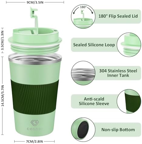 CS COSDDI 12 oz Coffee mug - Stainless Steel Coffee Cup with Leakproof Lid - Image 2