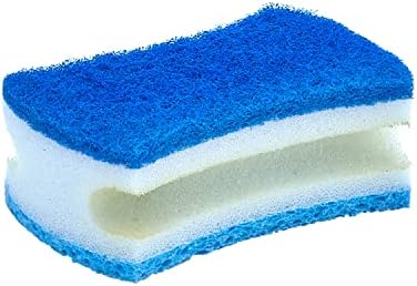 Non-Scratch Scrub Sponge with A Comfortable Grip, Heavy Duty Duel Sided Kitchen Scrubber Sponge Cellulose Scrub Sponge, Scratch Free, with Scouring Pad Set, 1 Sponge, Blue by Superio