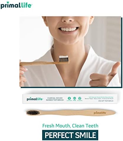 Primal Life Organics - Charcoal Toothbrush, Made with Charcoal & Bamboo, Biodegradable, BPA-Free, Perfect for Kids & Adults, Recyclable, Gently Massages Gums & Teeth, Zero Waste Toothbrush, (2-Pack) - Image 6