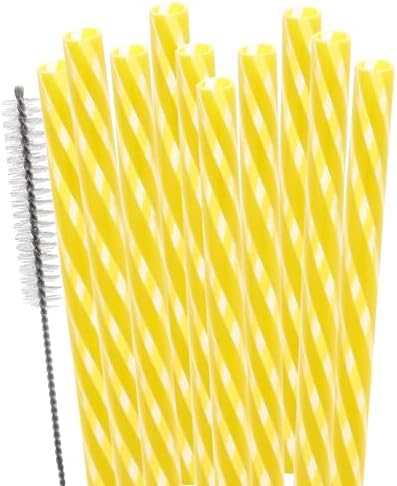 Dakoufish Replacement Straws for StanleylOwalalHydro Jug 40oz 30oz Tumbler,10 Pack 12 Inch Yellow Reusable Straws With Cleaning Brush For Stanley Simple Modern Cup,Dishwasher Safe. by Dakoufish