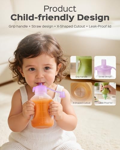 Jelly Ruru Silicone Reusable Baby Food Pouches, 5oz Squeeze Pouch, 2 Pack - Image 2