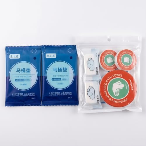 Travel Essentials Kit Compressed Nonwoven Towels XL Toilet Covers by Unknown