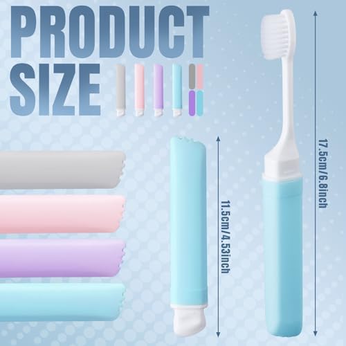 Patelai 4 Pcs Travel Toothbrush Mini Foldable with Case,Macaron Color - Image 2