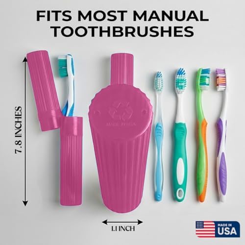 American Comb Toothbrush Holder - Pink, Made in USA, with Ventilation Holes, for Toothbrush Covers, Toothbrush Holder, Toothbrush Soft, Durable Design, Hygienic Bathroom Accessory - Image 2