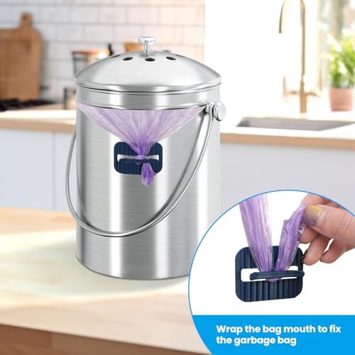 PURIMADE 10Pack 7.25 Inch Charcoal Filters for Compost Bucket with Cutting Template & Trash Can Bag Holder Clip, Universal Size Compost Bin Filter, Compost Filters for Countertop Bin - Image 5