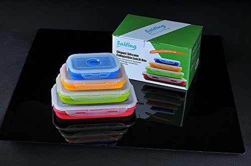 Sailing Elegant Collapsible Silicone Lunch Box/Container, Super Convenient Stackable Food Storage Containers, Material Safe (Set of 4, Multi) - Image 3