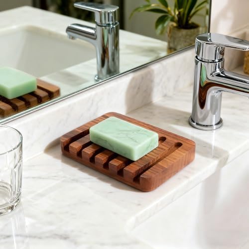 Teak Wood Soap Dish - Bar Soap Holder & Soap Saver for Shower, Bathroom, Sink, Kitchen & Countertop (1) - Image 3
