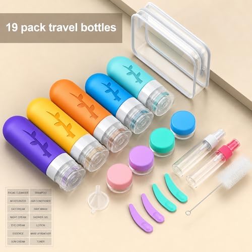 Aeomni 19pack TSA Approved Travel Bottles for Toiletries - Silicone travel size Containers, Leak Proof Size Toiletries, Refillable Shampoo and Conditioner Bottles, Travel Essentials - Image 3