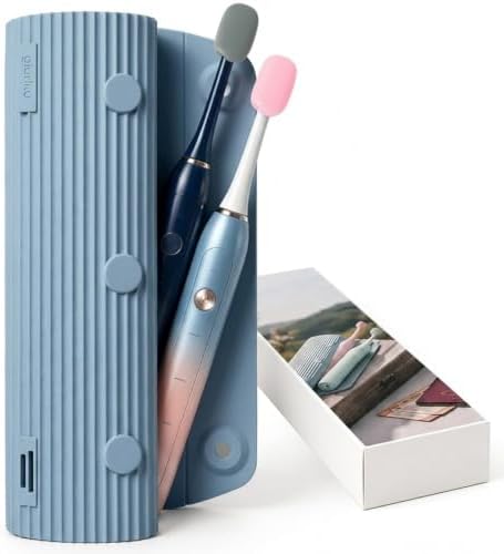 Electric Toothbrush Travel Case with 2 Head Covers, Blue by GIURKUU