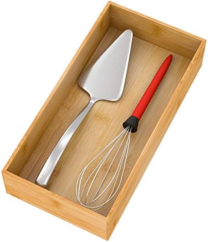 Bamboo Kitchen Drawer Organizer 12"x 6", Storage Box for Utensil Organizer by Bambloom