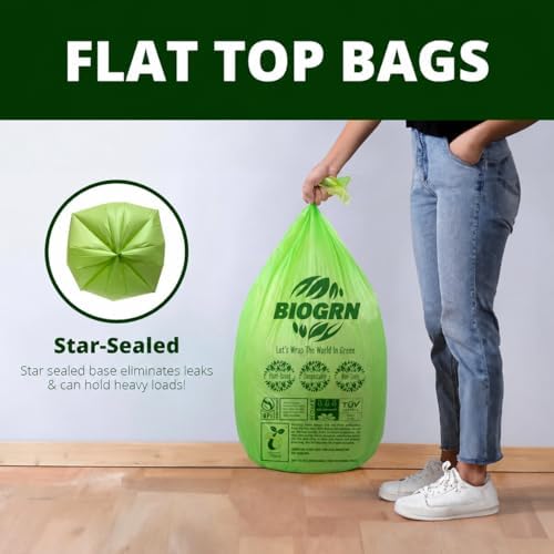 10-13 Gallon Compostable Trash Bags with Flat-Top 50 Bags Thick 0.87 Mil Leakproof Plant-based Tall Kitchen Wet Food Scrap Waste, ASTM D6400, US BPI and OK Compost Home Certified - Image 3