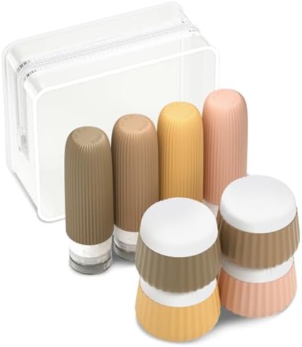 Mrsdry Travel Bottles 8 Pack, TSA Approved 3 oz Toiletries Containers, Leak Proof Silicone Squeezable Essentials Jars with Clear Bag by Mrsdry