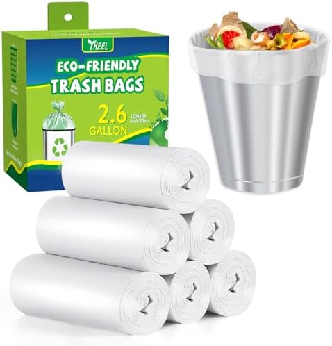 2.6 Gallon Clear Small Trash Bags Strong Leak-Resistant - 120Ct Unscented by YHEEL