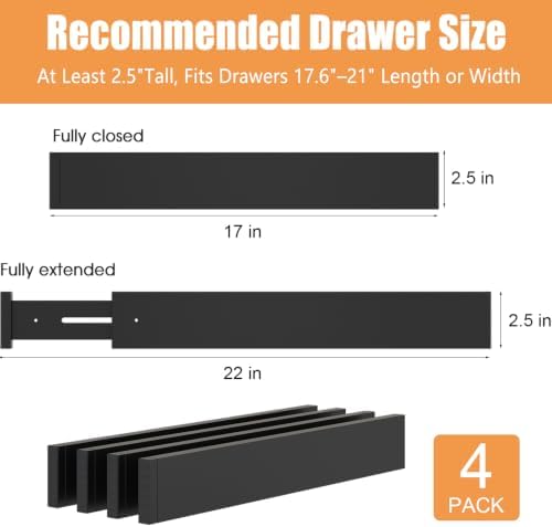 Bamboo Drawer Dividers, Adjustable Drawer Organizers, Fits 17.6–21" Drawers - Image 3