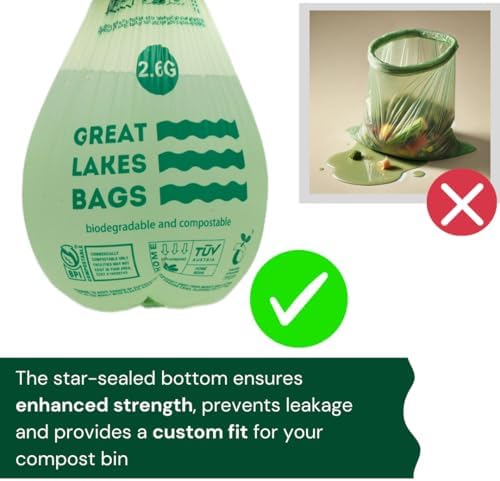 Great Lakes 2.6 Gallon Compostable and Biodegradable Trash Bag, 100 Count, Small Compostable Bag For Kitchen Food Scrap, Bathroom, Office, Certified by BPI and OK Compost Home - Image 3