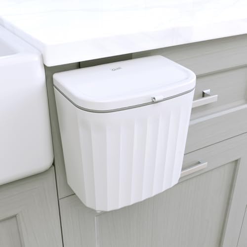 Glad Roomate Under Counter Waste Bin | Space Saving Small Trash Can for Kitchen Cabinet, Bathroom or Office | Dual Lid for Ease of Opening, 7 Liter, White by GladTrashFoodStorage