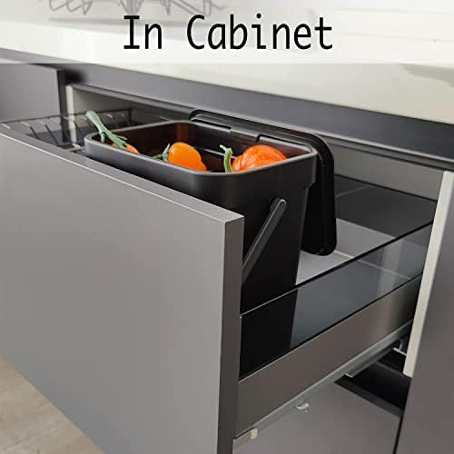 LALASTAR Countertop Compost Bin with Lid, Hanging Small Trash Can with Lid Under Sink for Kitchen, Food Waste Bin for Countertop, Mountable Garbage Can for Bathroom, RV, 5L/1.3 Gal, Black - Image 5