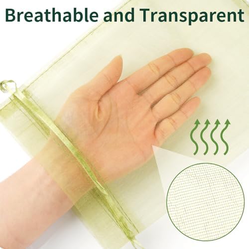 50 Pcs Fruit Protection Bags, 8×12 in Mesh Cover Nets for Tree, Green - Image 3