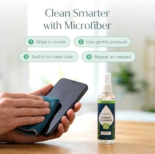 Puracy Screen Cleaner with Microfiber Cloth – All Purpose Phone, Laptop, Computer, TV Screen Cleaner for Smart TV, Streak-Free and Fingerprint-Free (4 oz, Free & Clear) - Image 7