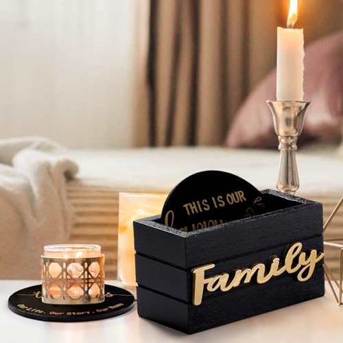Queekay House Warming Gifts New Home Farmhouse Coasters Set of 6, Gold - Image 5