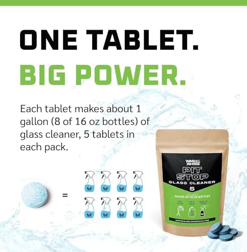 WASH&WHIPS Window/Glass Cleaner Refill Tablets - 75ct (Makes 75 Gal) - Streak-Free, Cleans Glasses, Windows, Windshields - Car, Office, Home & Kitchen - Image 2