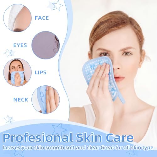 24 Pcs Blue Bow Party Favor Makeup Remover Cloth 6" x 6" Towels Reusable Coquette Blue Bow Remover Face Pads Soft Microfiber Washcloths Facial Cloths Makeup Towel Gift for Women - Image 3