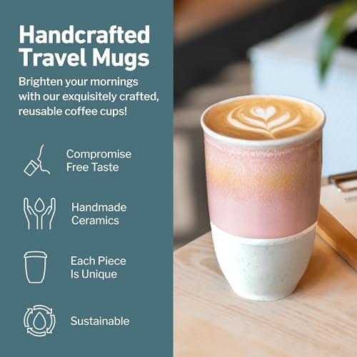 NOVA CERAMICS Travel Mug - Travel Coffee Mug – Iced Coffee Cup Unique to Go Mug – Microwave & Dishwasher Safe Coffee Pink Tumbler - Gifts for Women Men Him Her – 12oz – Afterglow - Image 2