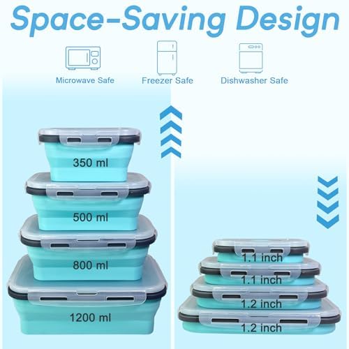 Guyuyii 4 Pack Space-Saving Collapsible Food Storage Containers with Lids - Image 2