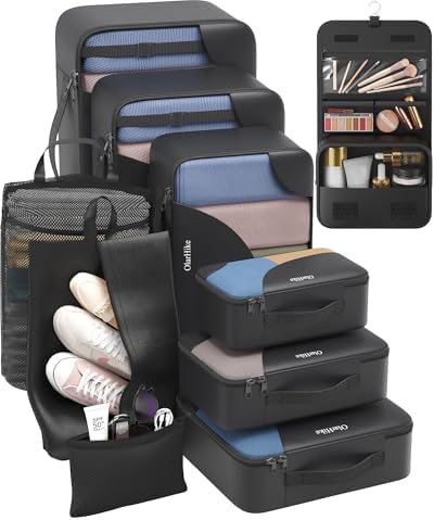 OlarHike 10 Set Packing Cubes for Travel,Gifts for Women Mom,Anti-Tearing Suitcase Organizer,with Over 1000 pcs Mesh Holes,Vacation Essentials & Accessories for Cruise Ship by OlarHike
