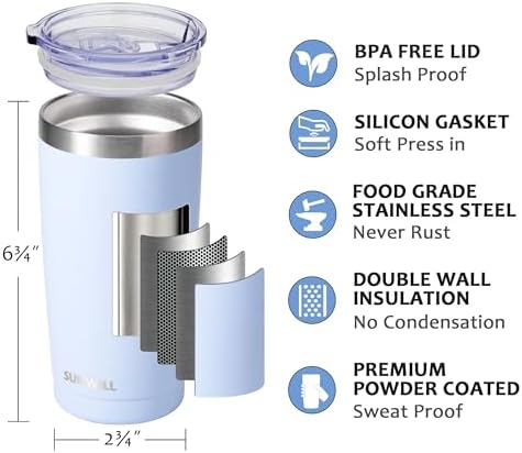 SUNWILL Coffee Tumbler, 20 oz Insulated Travel Mug Stainless Steel - Image 2