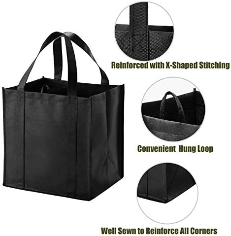 NERUB Set of 10 Reusable Grocery Bags Heavy Duty Shopping Bags Large Grocery Totes with Reinforced Bottom Super Sturdy Handles Washable, Blue - Image 2