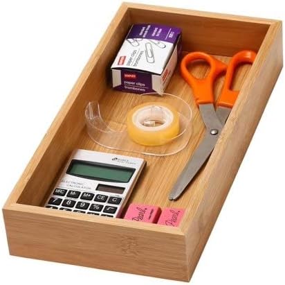 YBM Home Bamboo Drawer Organizer Storage Box for Kitchen Drawer, Junk Drawer, Office, Bedroom, Children Room, Craft, Sewing, and Bathroom, 6x12x2 inch - Image 2