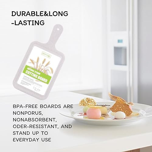 Cutting Board for Kitchen, Wheat Straw Fiber Cutting Board, Dish Washer Safe, w/Juice Grooves for Meat, Veggies,Easy Grip Handle, Non-slip Surface,Eco-friendly,Serveware Accessories(13.2‘x6.6‘) - Image 2