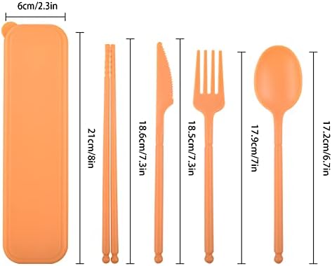 Reusable Utensils Set with Case, 4 Sets Plastic Spoons and Forks Set - Image 2