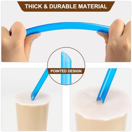 Angled Tips, 12 Pcs Wide Reusable Bubble Tea Straws with 4 Brushes - Multi Colors Jumbo Smoothie Straws, BPA FREE Plastic Straw for Bubble Tea (Tapioca, Pearls), Milkshakes - Image 4