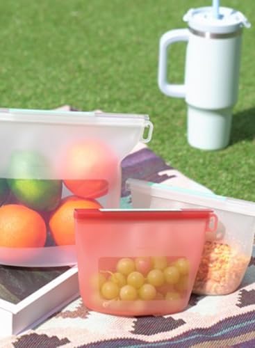 Reusable Silicone Food Storage Bags (Set of 4), Dishwasher Oven Microwave Freezer Safe, Eco-Friendly Leakproof Sous Vide Bags, Premium Lunch Containers, 1 Snack 2 Sandwich 1 Half Gallon, Mixed - Image 6