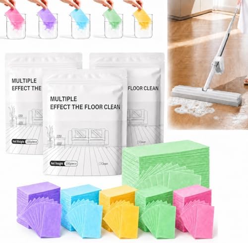 Multi-effect Floor Cleaner Sheets, Multi-surface Clean Tablets, 100-Count Fast-Dissolving Mopping and Deep Cleaning Solution for Hardwood, Wood, Tile, Vinyl, Marble, Laminate Floors by Huprh