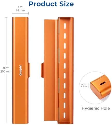 Aluminum Toothbrush Travel Case, Portable Travel Toothbrush Holder, Durable Manual Toothbrush Box Container for Traveling, Bathroom, Camping, Business Trip-Pumpkin Orange - Image 5