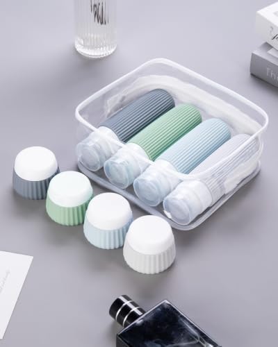 Mrsdry Travel Bottles for Toiletries 8 Pack, Tsa Approved Travel Size Toiletries 3 oz, Travel Containers for Toiletries, with Clear Bag, Leak Proof Silicone Squeezable Travel Essentials Creams Jars - Image 5
