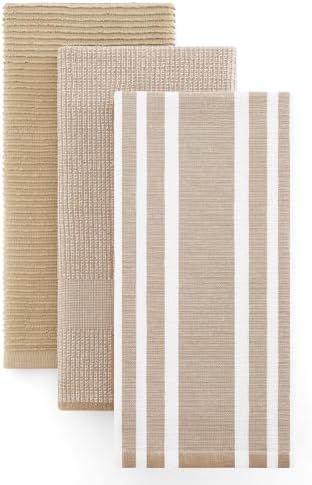 Homaxy Cotton 380 GSM Premium Kitchen Towels, 18"x 28", 3 Pack, Khaki by Homaxy