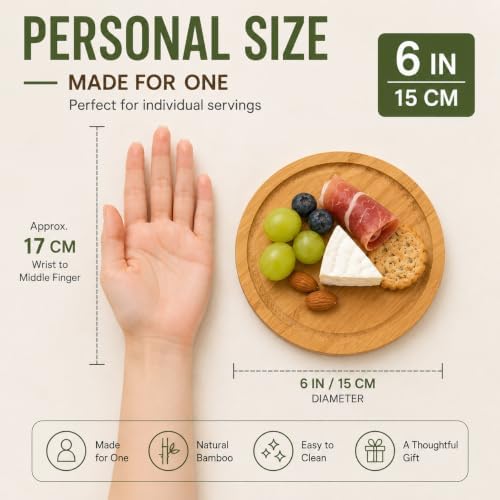 Storage-ready Bamboo Cheese Board Set, 6-Inch Mini Personal Charcuterie Tray, Gift-ready for Wedding, Bridal & Baby Shower Party - Image 2