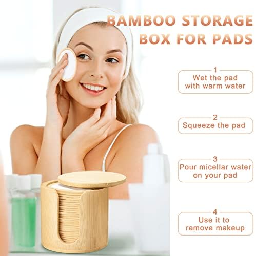 Foaincore 40 Pcs Reusable Makeup Remover Pads with Mesh Storage Bag and Bamboo Box Washable Bamboo Cotton Rounds Soft Reusable Face Pad for Toner Skin Various Skin Care Products(White, Tan) - Image 4