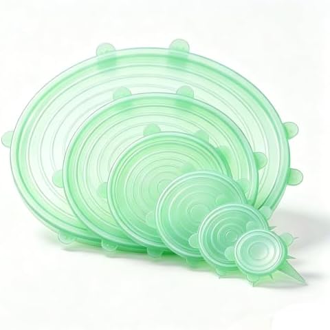 6 pcs Silicone Stretch lids set(6 Sizes,green) by JYYHSF